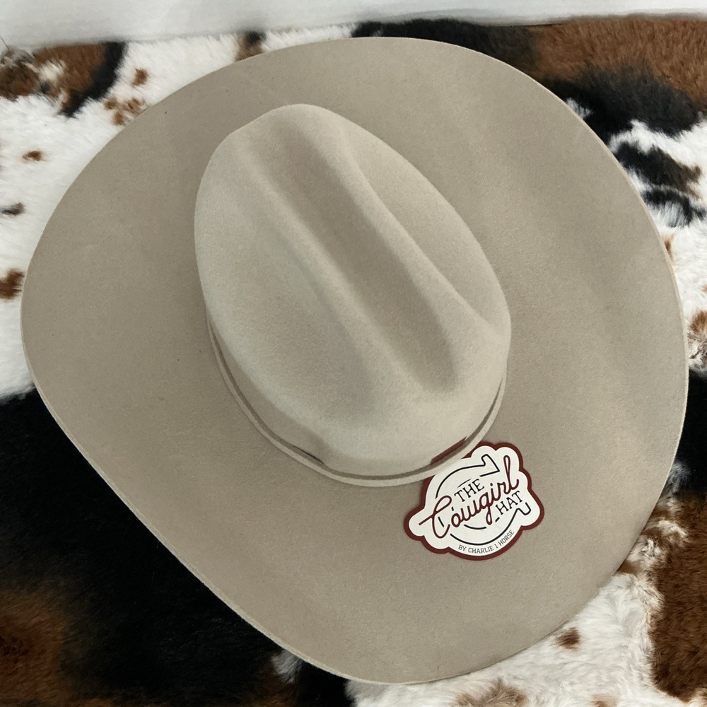 Charlie 1 Horse Hat Womens Wool 4 5/8" Cattleman 4 1/4 Brim Tan Small